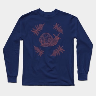 Snail with ferns (red) Long Sleeve T-Shirt